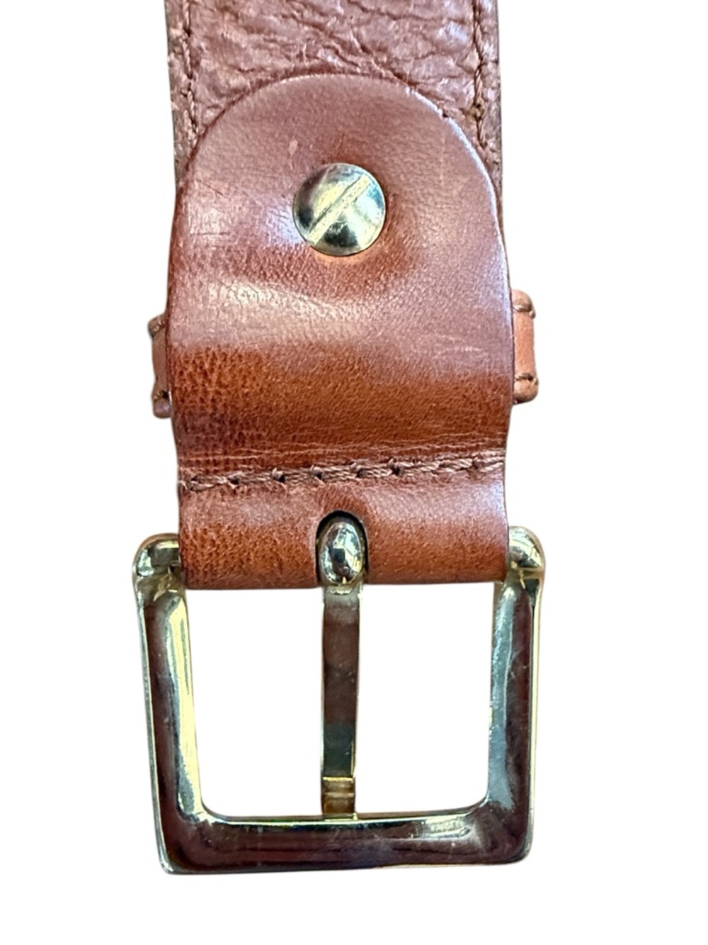 Italian Woven Leather Belt Brown Gold Buckle Made in Italy Unisex Fits 27-31 - Picture 12 of 15